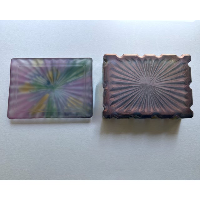 Iridescent Rainbow Glass Lidded Box, 1970's For Sale - Image 12 of 14
