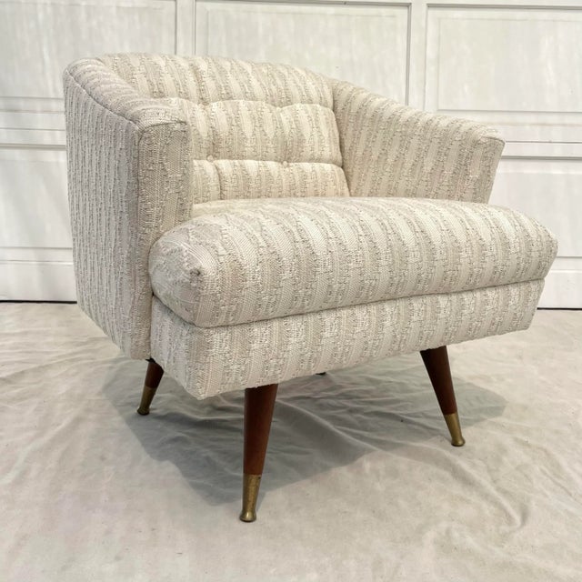Wood Mid-Century Modern Lounge Armchair Newly Upholstered For Sale - Image 7 of 12