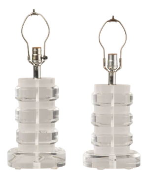 1970s Mid-Century Modern Lucite Lamps - a Pair