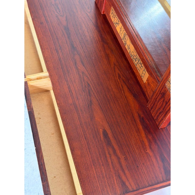 Brown Vintage Danish Modern Rosewood Entryway Set With Mirror in Style of Pedersen & Hansen For Sale - Image 8 of 10
