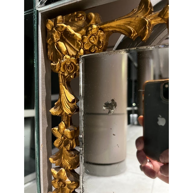 Large Hollywood Regency Silver & Gilt Antique Wall Mirror Style of Maison Jansen For Sale - Image 10 of 12