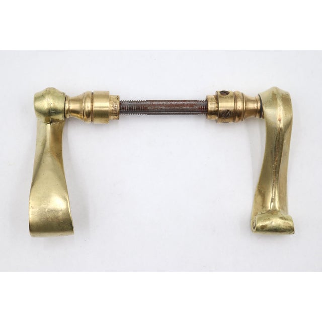 Late 20th Century Pair of Modern Brass Swirl Lever Door Knobs For Sale - Image 5 of 6