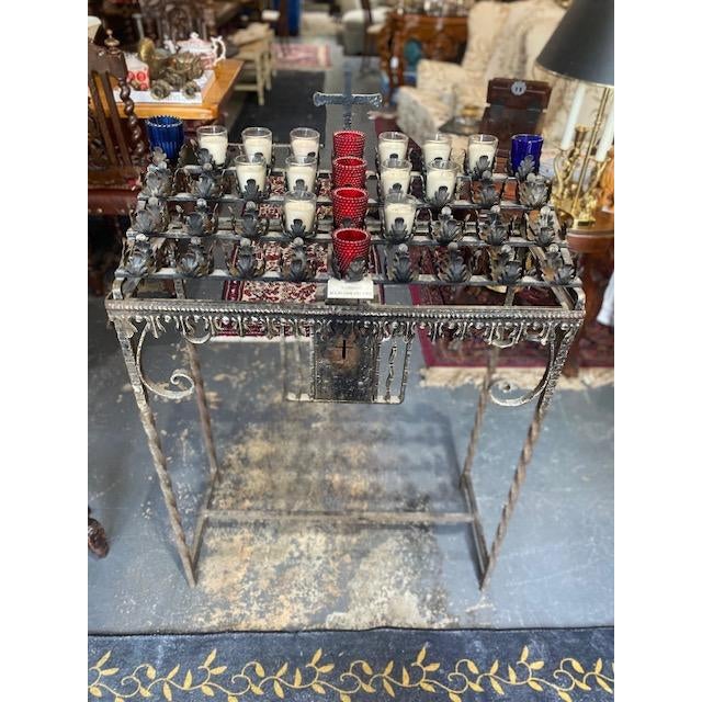 Religious Architectural Salvage 19th French Catholic Devotional Altar Candle Stand With Coin Donation Box For Sale - Image 10 of 12