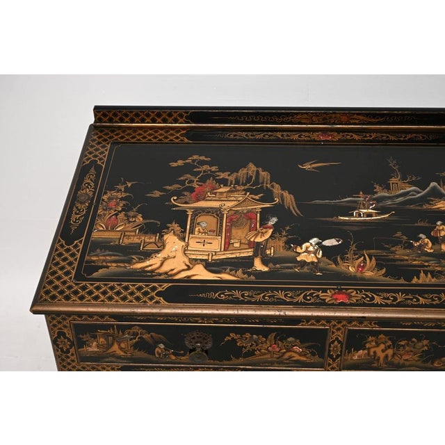 Wood Antique Lacquered Chinoiserie Cabinet, 1900 For Sale - Image 7 of 15
