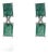 Art Deco Inspired Certified Natural Emerald 2 Stone Drop Earrings With Diamond Accents, a Pair For Sale