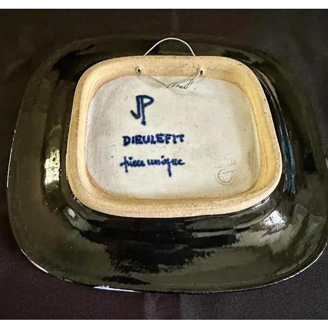 1960s Ceramic Painting Wall Sculpture by Jacques Pouchain ​, 1960s For Sale - Image 5 of 12