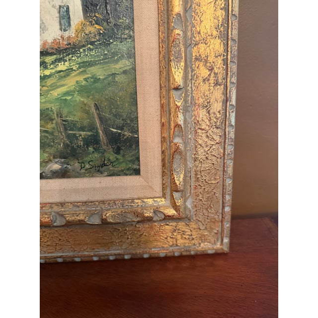 Vintage D. Snyder Dual-Signed Impasto Landscape Painting in Ornate Gallery Frame For Sale - Image 12 of 16
