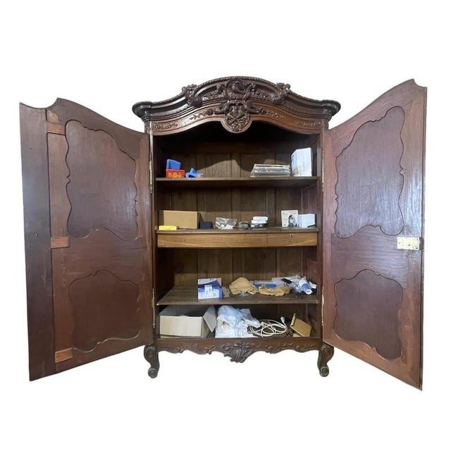 Louis XV Style Mahogany Wedding Armoire For Sale - Image 11 of 12