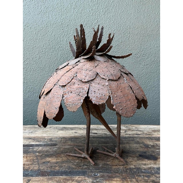 Brown Vintage Torch Cut Iron Bird Sculpture For Sale - Image 8 of 12