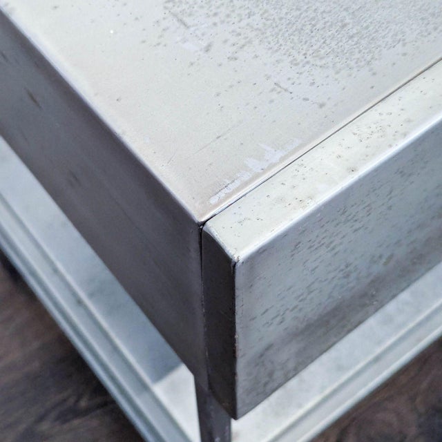 Silver Cb2 Proof One Drawer Metal Nightstand With Shelf For Sale - Image 8 of 11
