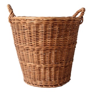 Vintage Wicker Gathering Basket For Sale