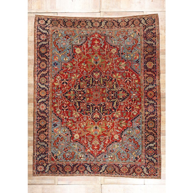 Late 19th Century Persian Heriz Rug, 11'10 X 15'00 For Sale - Image 10 of 10