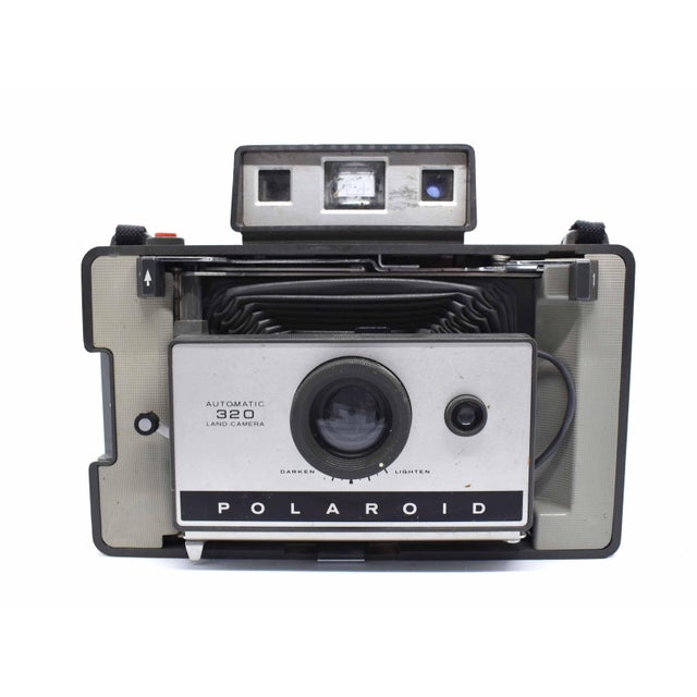 Mid 20th Century Polaroid Automatic Land Folding Rangefinder Camera Model 320 With Clamshell Cover For Sale - Image 6 of 12