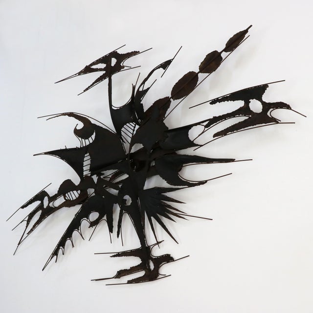 Brutalist Iron Wall Sculpture by M. Di Giovanni, 1970s For Sale - Image 10 of 11