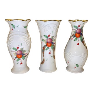 Lenox Tartan Holiday Mini Vases - S/3 - New in Box For Sale