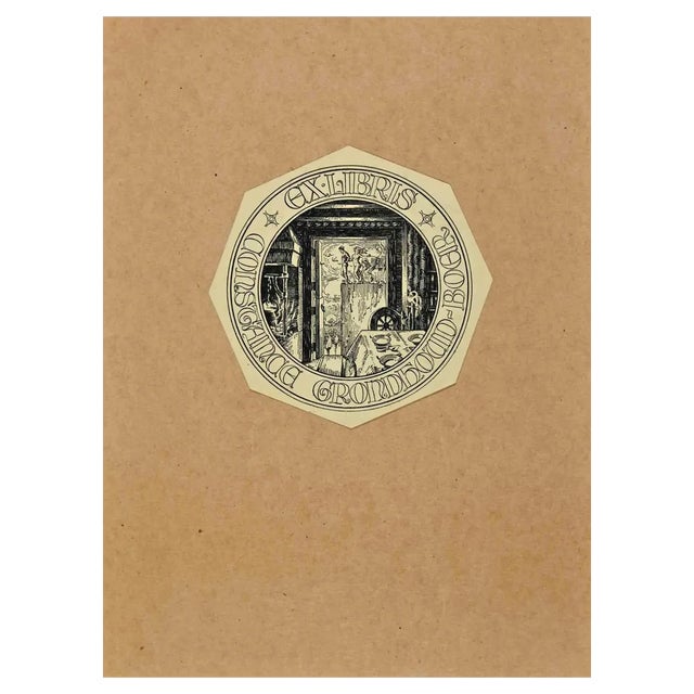 Ex Libris Constance Grondfoud Boer, Woodcut, Mid-20th Century For Sale