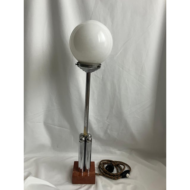 Art Deco Marble and Chrome Table Lamp For Sale - Image 9 of 10