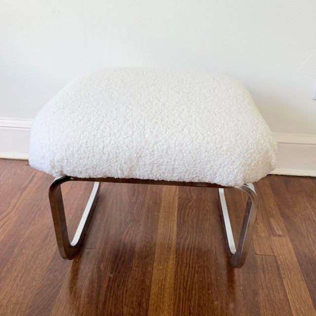 1970s MCM Cantilever Chrome Ottoman Stool by Milo Baughman for Dia For Sale - Image 5 of 12