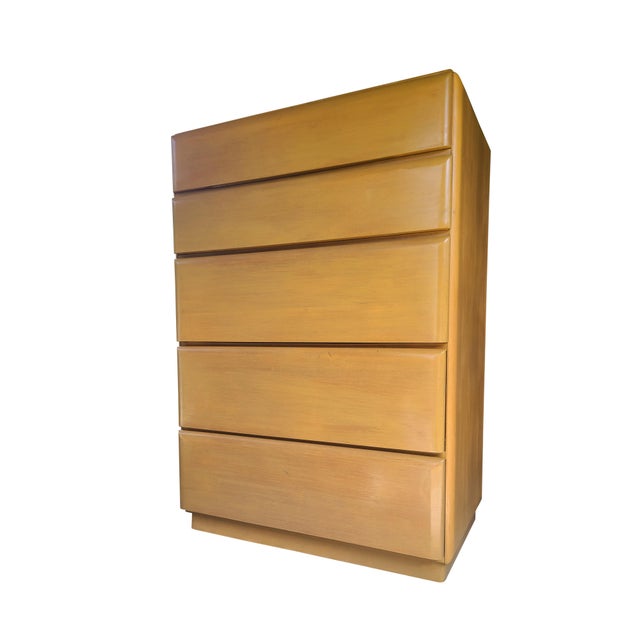 Mid-Century Modern Mid 20th Century Star Dust 5-Drawer Tall Boy Dresser Designed by Russel Wright / Restored For Sale - Image 3 of 10