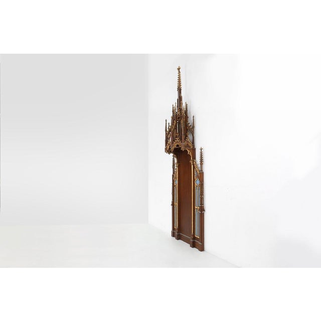 Neo-Gothic French Polychrome and Gilt Wooden Church Steeple with Niche for Saint Statue, 1800s For Sale - Image 16 of 18