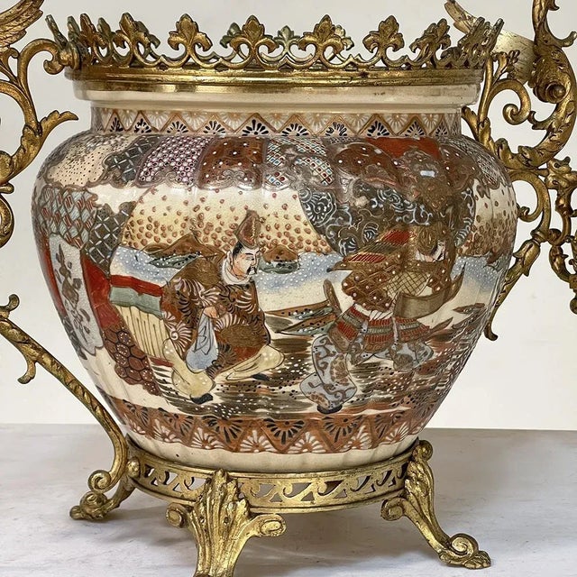 19th Century Bronze Mounted Satsuma Jardiniere For Sale - Image 9 of 13