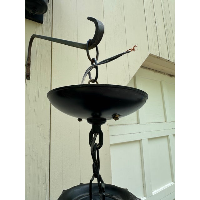 Metal Vintage Five Light Black Floral Fixture For Sale - Image 7 of 8