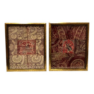 1900s Asian Framed Antique Textiles - a Pair For Sale