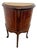 1930s French Louis Revival Demilune Cabinet With Shelf, Marble Top, Floral Marquetry For Sale