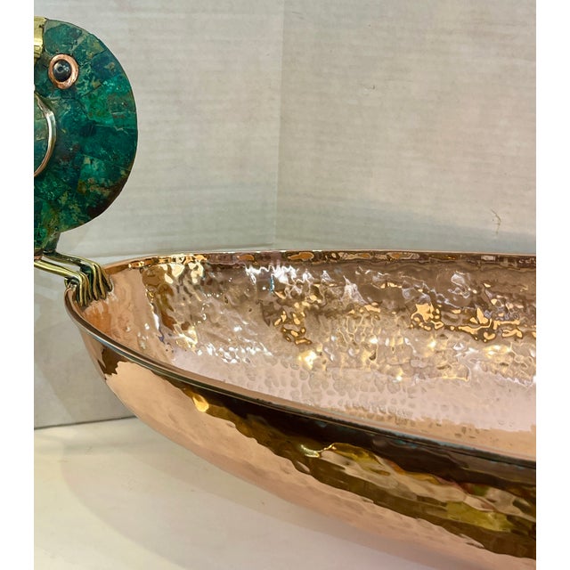 Metal Rare Emilia Castillo Taxco Hammered Copper Toucan Centerpiece Bowl, Signed For Sale - Image 7 of 16