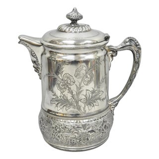 Early 20th Century Wilcox Silver Plate Co Art Nouveau Silver Plated Duck Handle Coffee Pot Pitcher For Sale