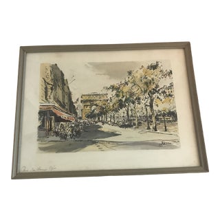 1960s Framed Paris Arc De Triomphe Artwork For Sale