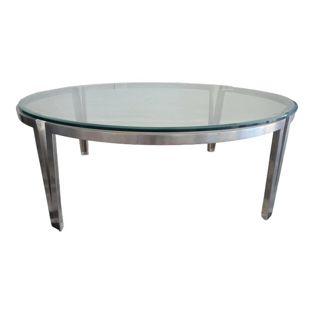 1970s Italian Metal and Glass Coffee Table For Sale