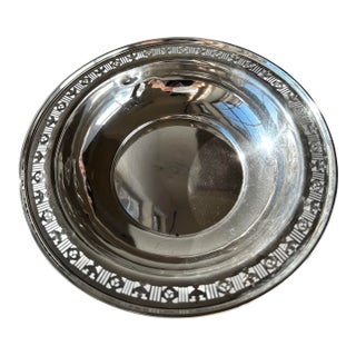 Antique .925 Sterling Silver Oval Serving Bowl – Pierced Gallery Rim, Crown & Fleur-De-Lis Motif For Sale