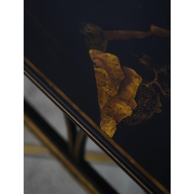 Black Chinoiserie Gold & Black Lacquer Occasional Lamp Table For Sale - Image 8 of 13