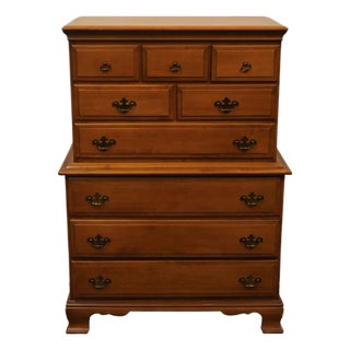 Sumter Cabinet Solid Hard Rock Maple Colonial Early American 36" Chest on Chest For Sale