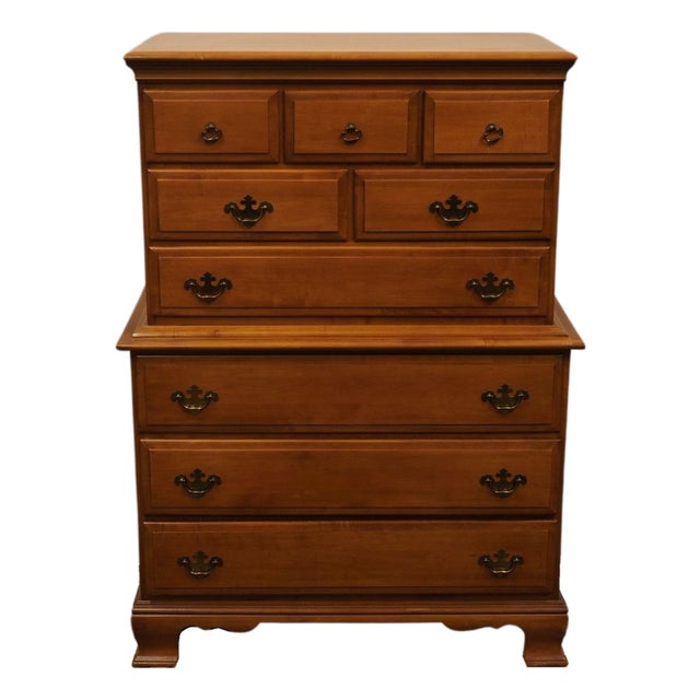 Sumter Cabinet Solid Hard Rock Maple Colonial Early American 36" Chest on Chest For Sale