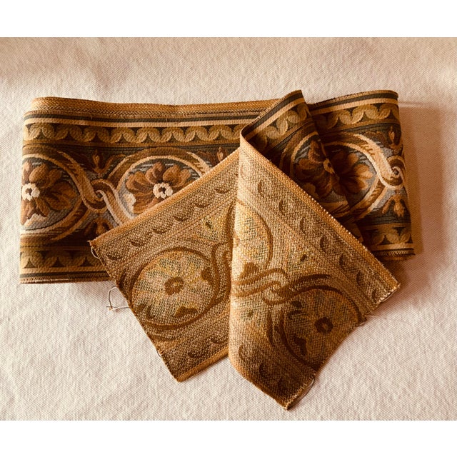 Textile Scalamandré Woven Tapestry Border Remnant | Tobacco Amber Sage | 7"w × 104"l For Sale - Image 7 of 13