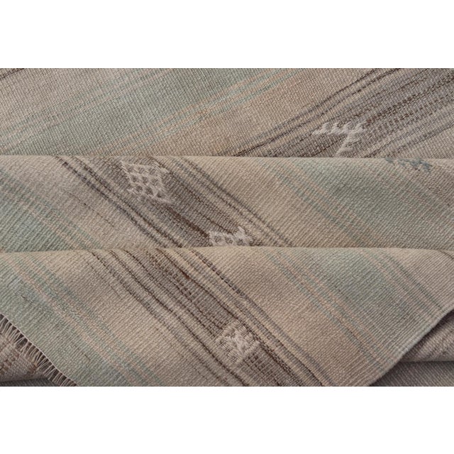 Vintage Turkish Kilim Runner With Soft Beige and Muted Pastel Stripes For Sale - Image 10 of 11