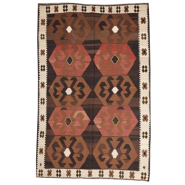 Textile Vintage Wool Turkish Kars Kilim For Sale - Image 7 of 7