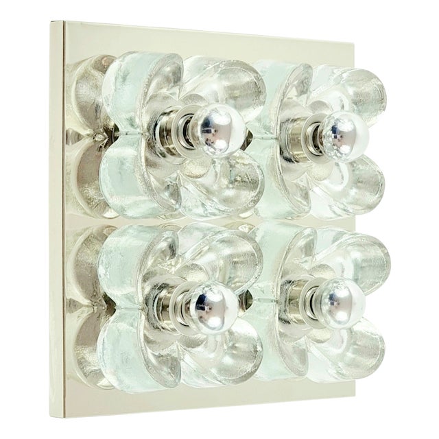 Mid-Century Modern Floral Glass & Chrome Wall Light from Sische, Germany, 1970s For Sale