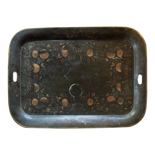 19th Century French Hand-Painted Tole Tray For Sale