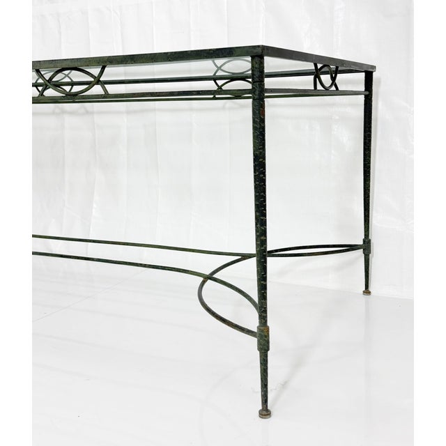 1970s Mario Papperzini for Salterini Wrought Iron Patio Dining Table With Glass Top For Sale - Image 9 of 18