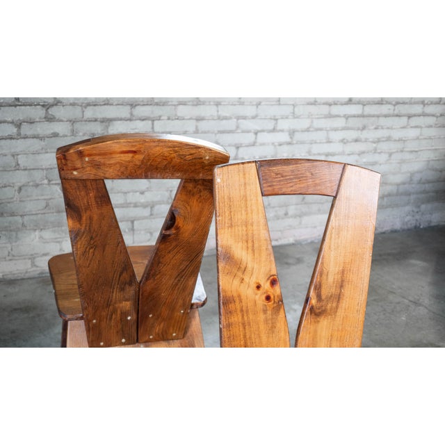1970s French Modern Brutalist Dining Chairs After Pierre Chapo For Sale - Image 12 of 13