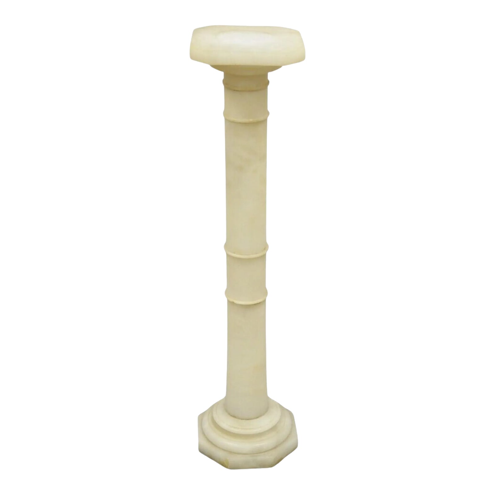 Antique Alabaster Marble Empire Style Carved Column Pedestal Plant ...