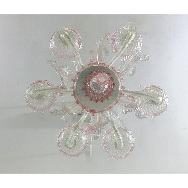 Pink Chandelier in Pink Murano Glass, 1950s For Sale - Image 8 of 9