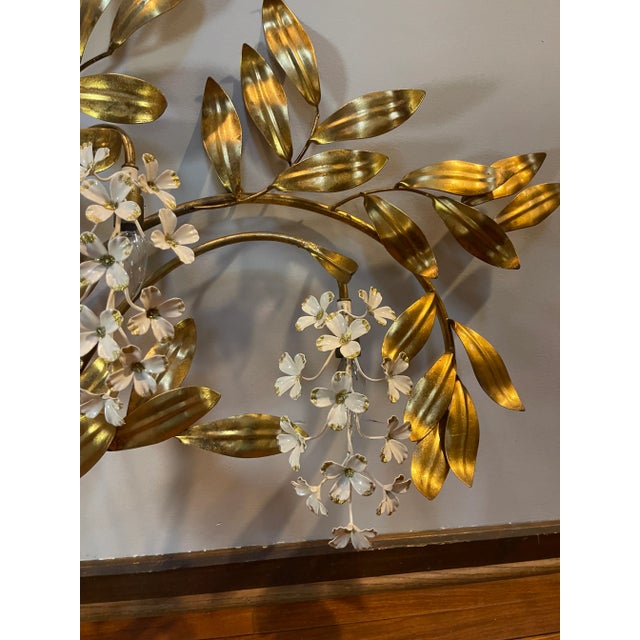 Mid 20th Century Hans Kögl Gilt Metal Floral Lighted Wall Sconce For Sale - Image 10 of 12