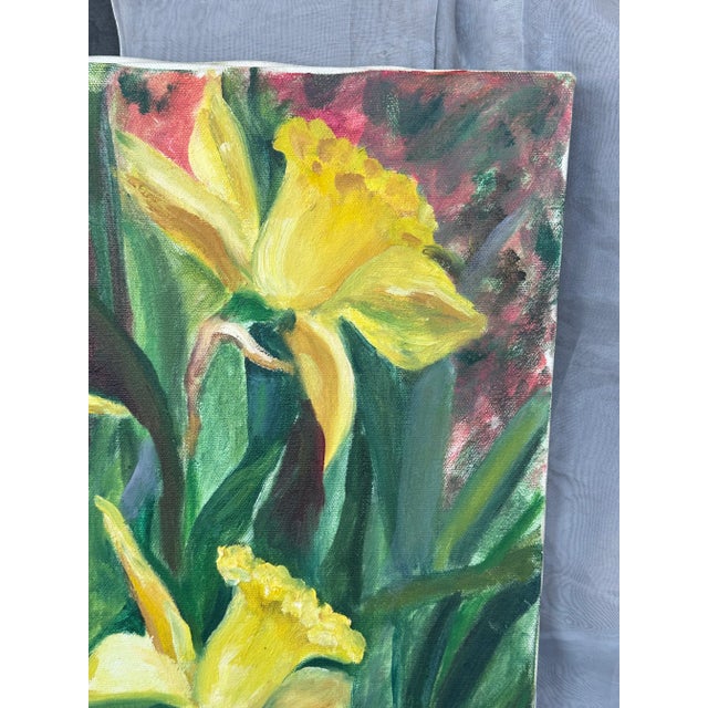 Oil Painting, Spring Daffodils in Field For Sale In New York - Image 6 of 9