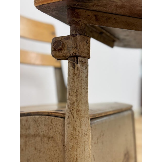 Antique Industrial Kids School Desk Adjustable Vintage Cast Iron Wood For Sale - Image 12 of 16