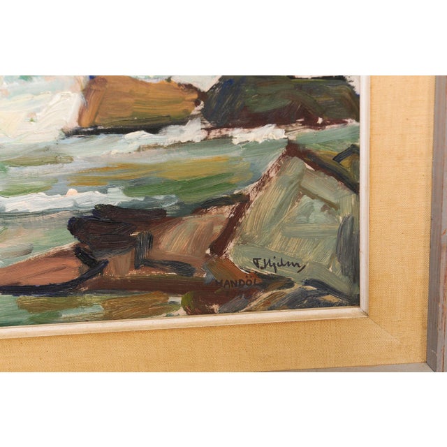 Mid 20th Century Swedish Framed Cascading Waterfall Painting For Sale - Image 14 of 14