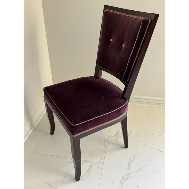 Mid 20th Century French Moderne Dining Chairs in Aubergine Mohair- Set of 8 For Sale - Image 10 of 16